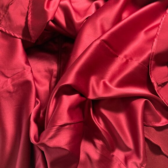 Modcloth Sleeveless Cocktail Dress, Low V-Neck Zipper Lined Midi Deep Red, Large - Picture 12 of 12